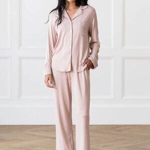 Cozy Earth Pajamas Set bamboo stretch knit long sleeve pants womens Pink (small)
